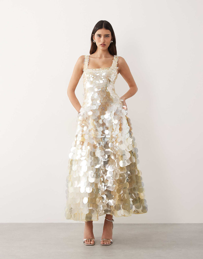 Embellished Disc Sequin Midi