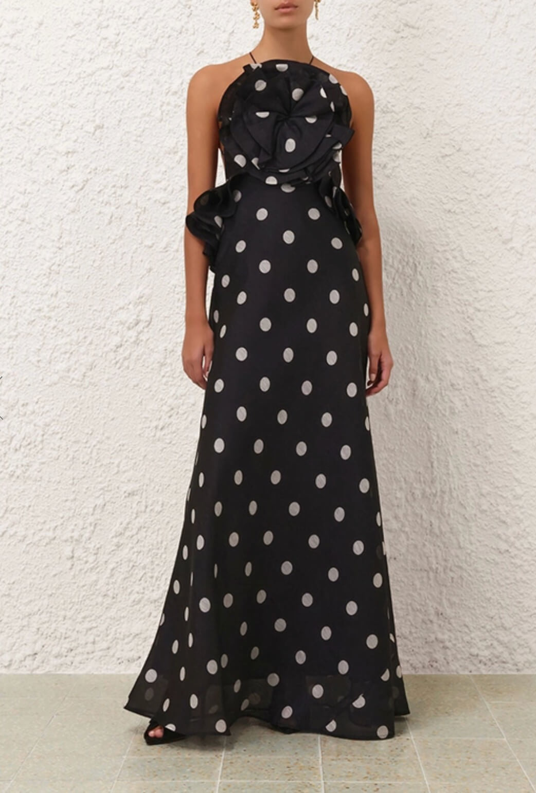 Zimmermann Crush Ruffle Halter Maxi Dress