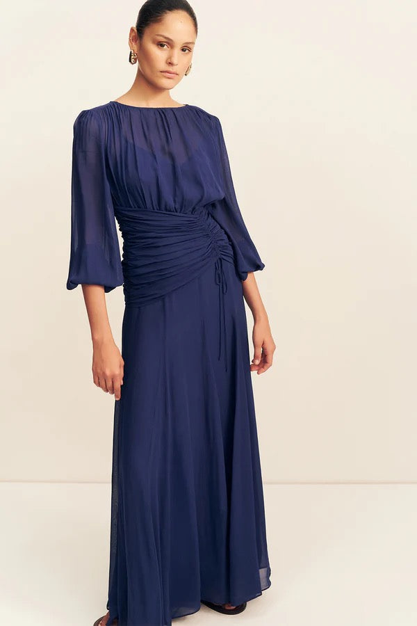 Romy High Neck Balloon Sleeve Maxi Dress