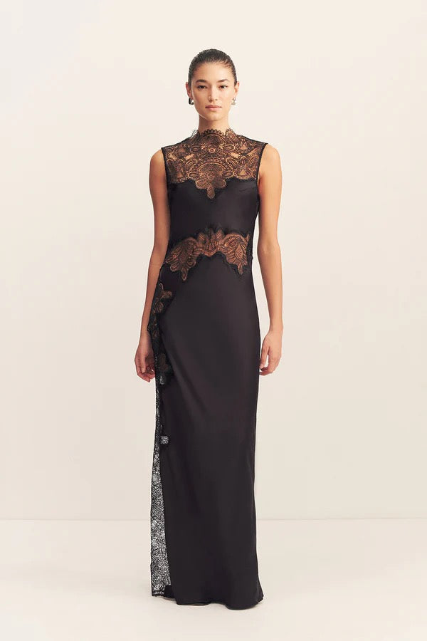 Jamila Lace High Neck Maxi Dress