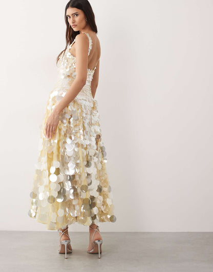 Embellished Disc Sequin Midi