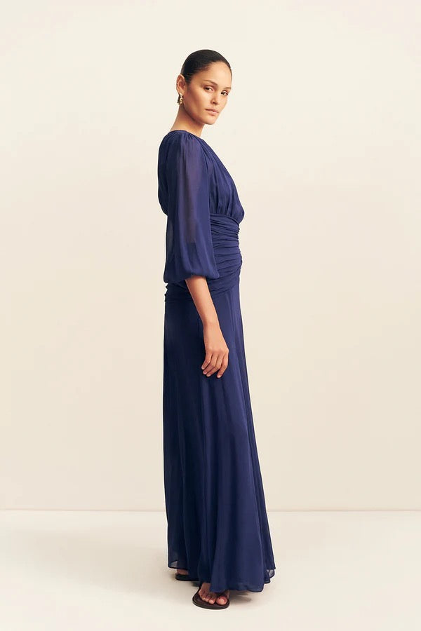 Romy High Neck Balloon Sleeve Maxi Dress