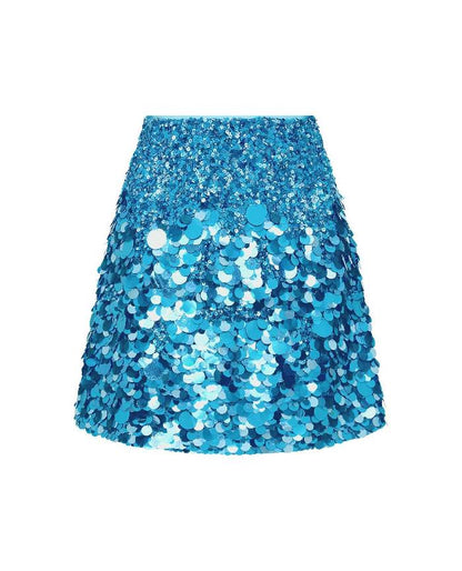 Cherie Sequin Mini Skirt Blue