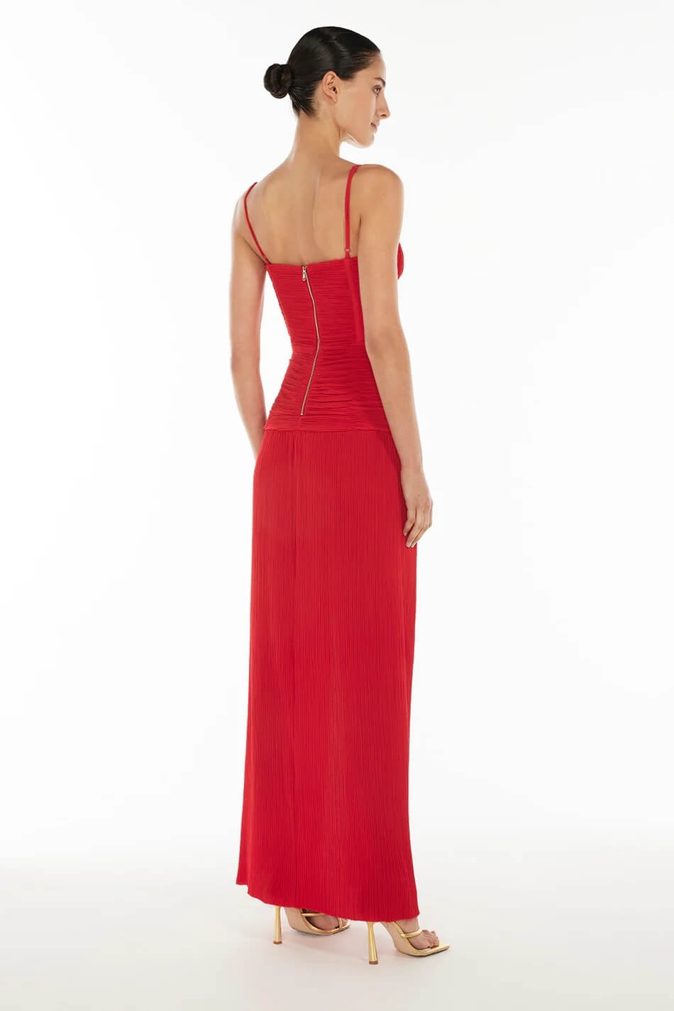 Double Time Pleat Dress Red
