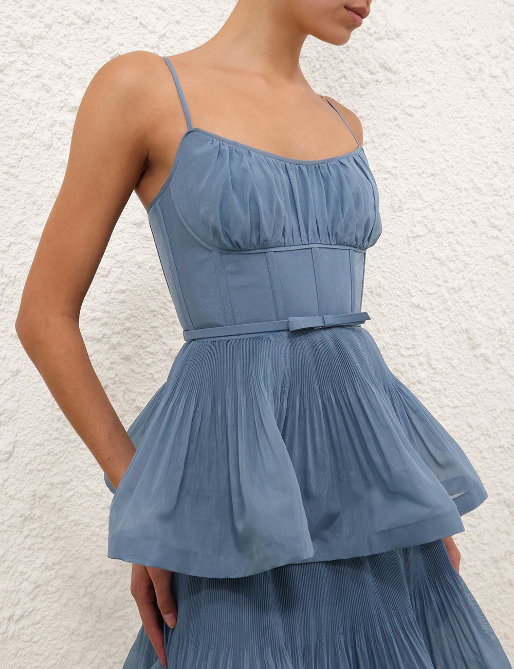 Pleated Tiered Midi Dress