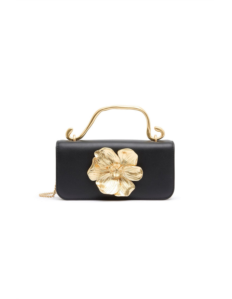 Alessia Flower Clutch – Black