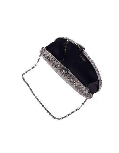Asymetric Stones Bag – Hematite Pewter