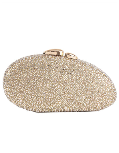 Asymetric Stones Clutch Bag – Gold