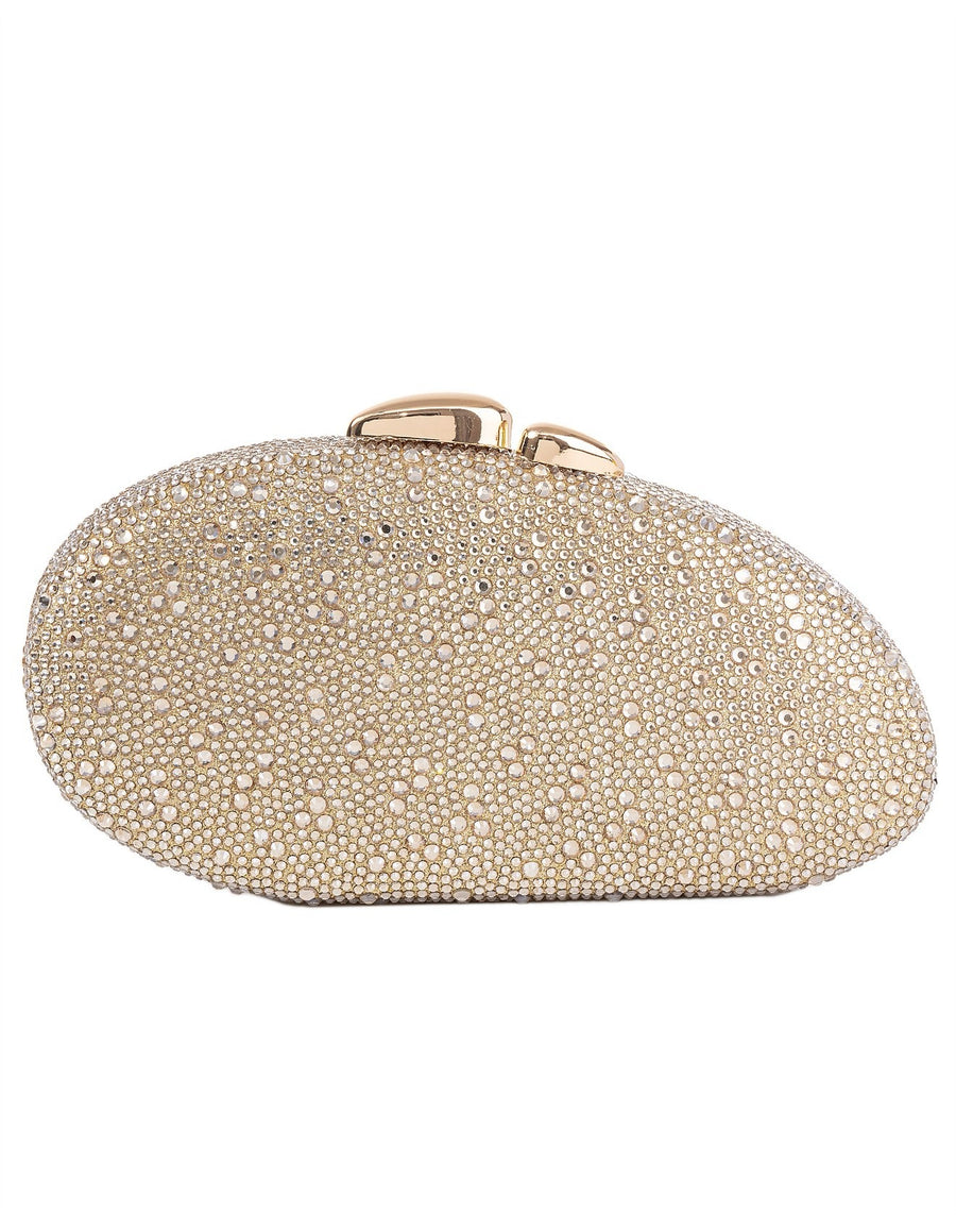 Asymetric Stones Clutch Bag – Gold