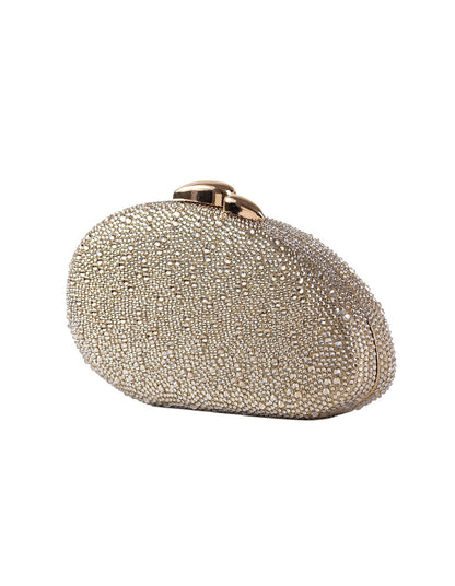 Asymetric Stones Clutch Bag – Gold