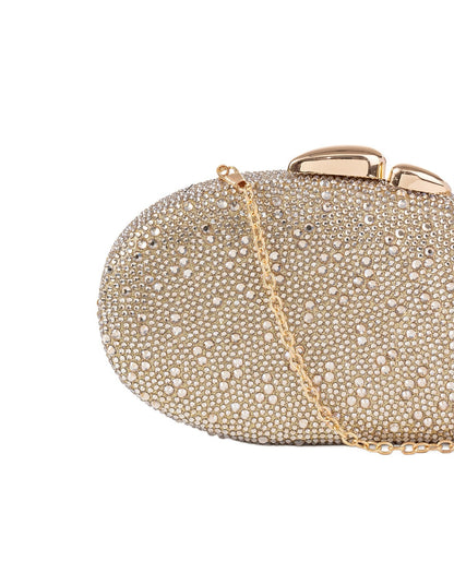 Asymetric Stones Clutch Bag – Gold