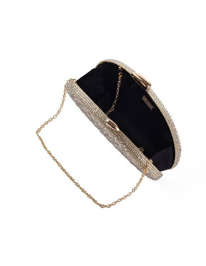 Asymetric Stones Clutch Bag – Gold