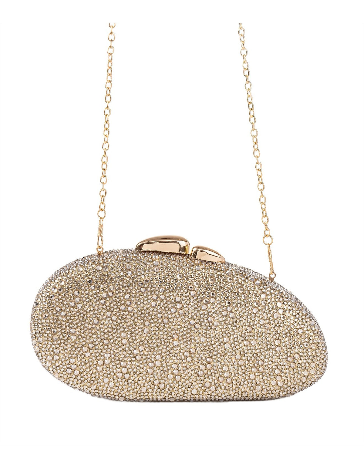 Asymetric Stones Clutch Bag – Gold