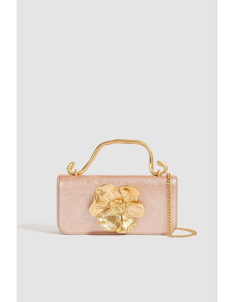 Alessia Flower Clutch – Rose Gold Metallic