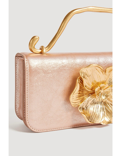 Alessia Flower Clutch – Rose Gold Metallic