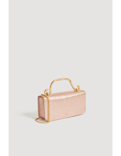 Alessia Flower Clutch – Rose Gold Metallic