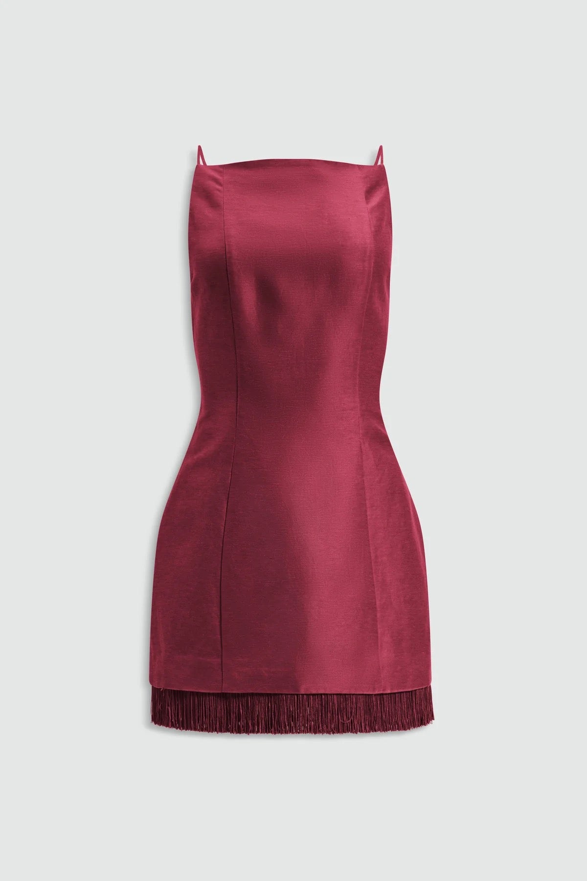 Nerra Fringe Mini Dress in Mulberry