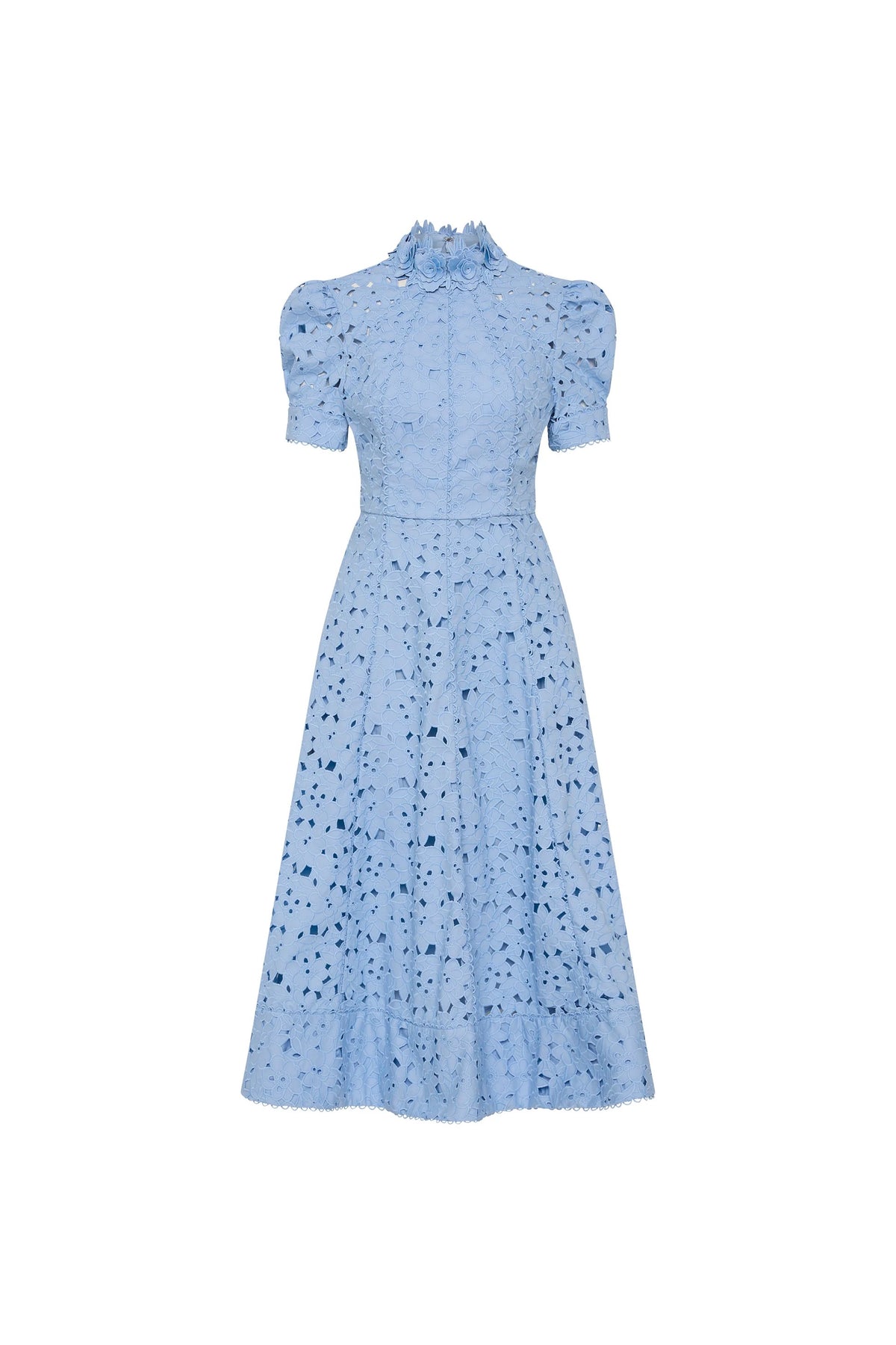 Kitsu Short Sleeve Blue Midi Dress