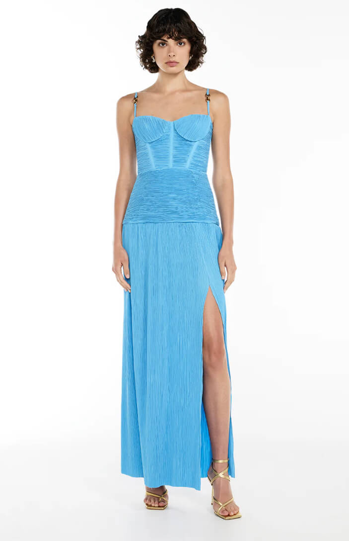 Double Time Pleat Dress Blue