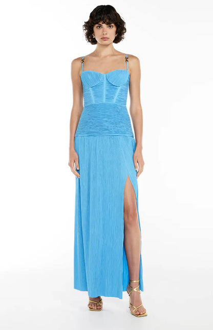 Double Time Pleat Dress Blue
