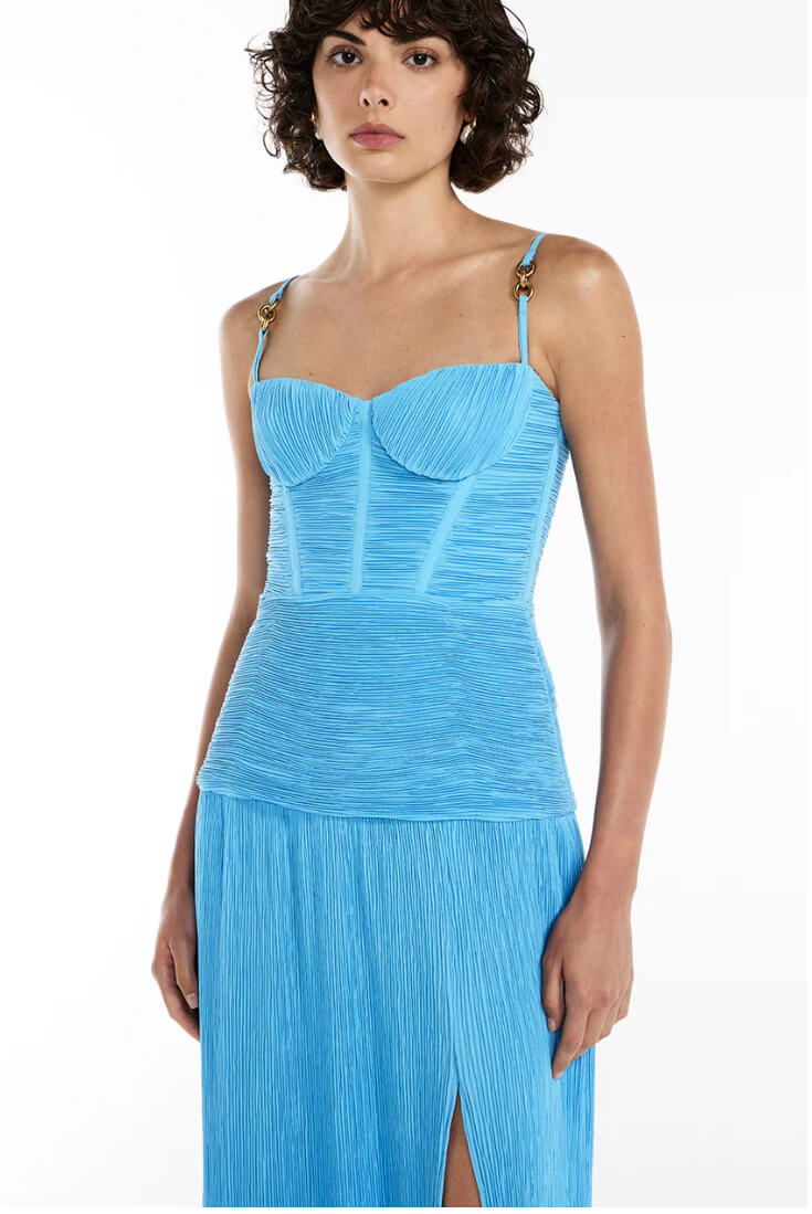 Double Time Pleat Dress Blue
