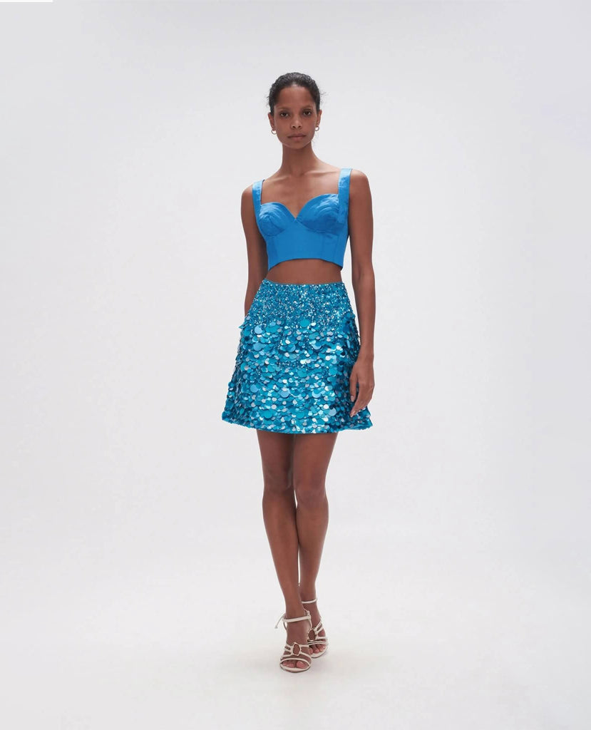 Cherie Sequin Mini Skirt Blue