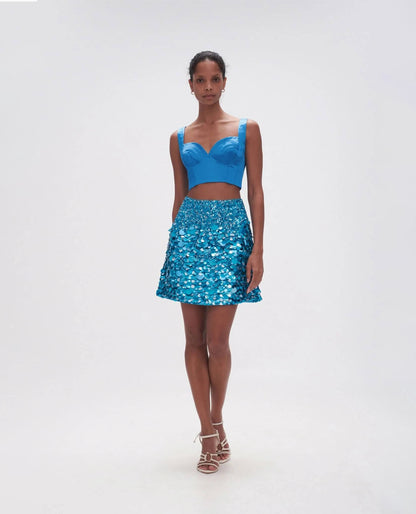Cherie Sequin Mini Skirt Blue