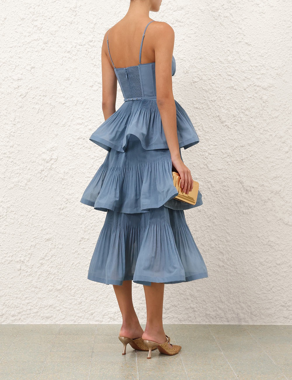 Pleated Tiered Midi Dress