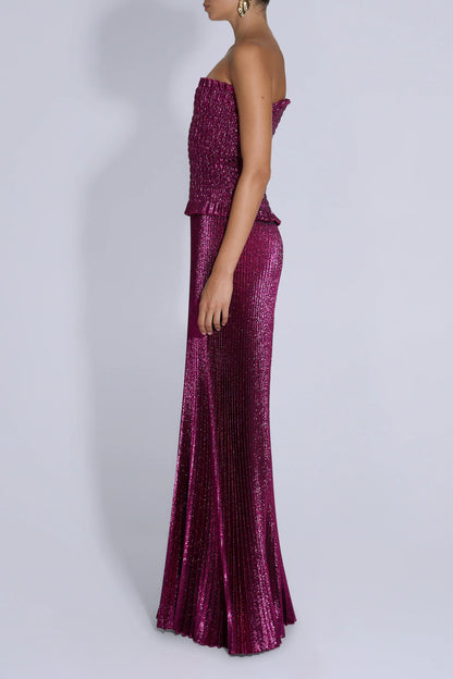 Maya Gown Sangria Glitter
