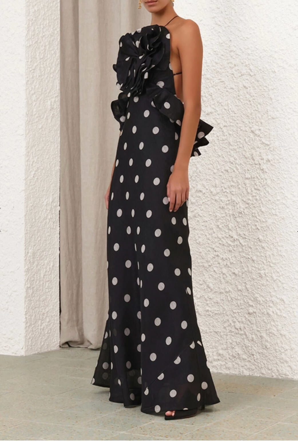 Zimmermann Crush Ruffle Halter Maxi Dress