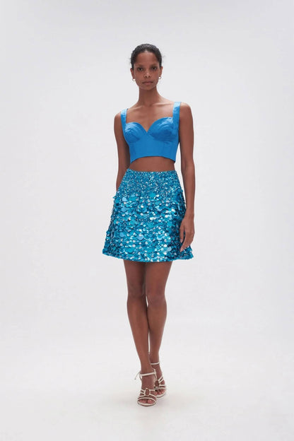 Cherie Sequin Mini Skirt Blue