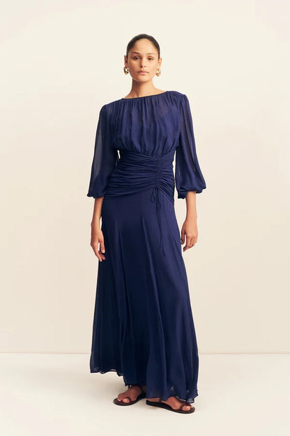 Romy High Neck Balloon Sleeve Maxi Dress
