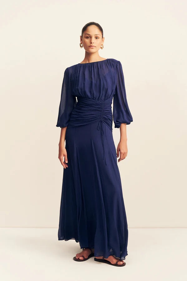 Romy High Neck Balloon Sleeve Maxi Dress