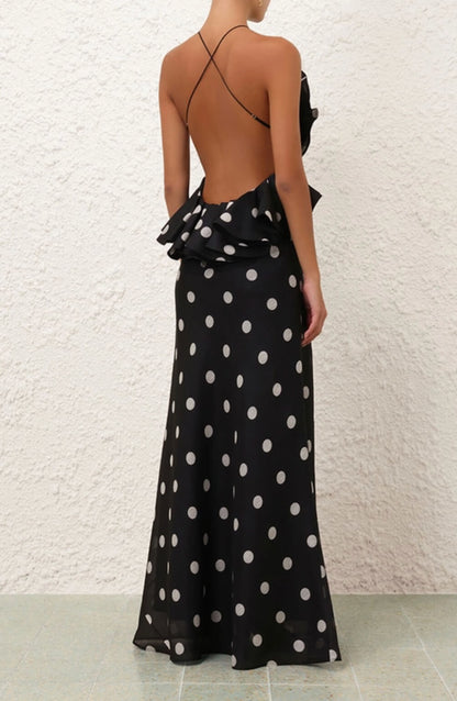 Zimmermann Crush Ruffle Halter Maxi Dress